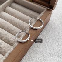 S999 Sterling Silver Frosted Mobius Strip Couple Rings - Luxury Minimalist Wedding Bands Adjustable