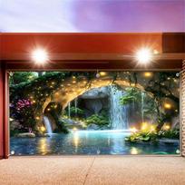 2D Magical Cave Cover, Waterfall Pond with Twinkling Lights Photo Booth Background 47.2x31.5inch/120*80cm