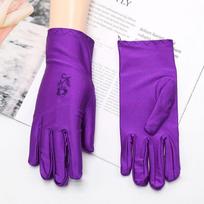 Fashion Summer Women's Spandex Gloves Elastic Embroidered Sunscreen Mittens Female UV-Proof Sun Protection Driving Gloves violetinė