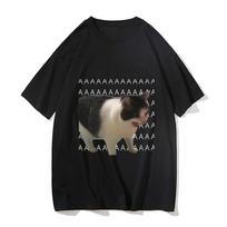 Fun Meme Sad Crying Cat Printed Casual TShirt Harajuku T Shirts Y2k Fashion Tees Cotton Short Sleeve Daily Wear Unisex S