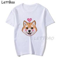 Shiba Inu Print Women T Shirt O Neck Summer Ladies Female Cute Corgi Dog Tops Tee M