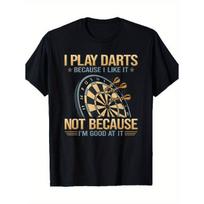 Men'S Funny for dart-Themed T-Shirt -  I Play for darts Because I'm Not Good at It  Slogan & for dart Board Graphic with Bullseye & Flight Design, S juoda