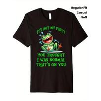 Funny Frog T-Shirt for Men & Women -  It'S Not My Fault You Thought I Was Normal  Slogan with Smiling Green Frog & Dart Design, 100% Soft Crewneck S juoda