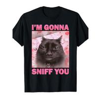 1pc Funny  I'm Gonna Sniff You  Meme T-Shirt with Pink Text & Black Design - Unisex Loose Fit Tee, Short Sleeve Casual Shirt for &, Meme Lovers Gift S juoda