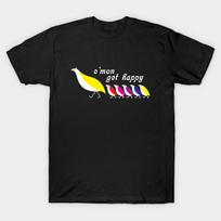 Men Black Print T-shirt Super Large TShirt C'mon Get Happy - Vintage Retro No-Cut Transfer Paper Print Cotton Tshirt 2XL juoda