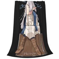Frieren Anime Manga Plush Blankets Custom Throw Blanket for Sofa Bedding Lounge 150_125cm Quilt# 75X95CM pilka spalva