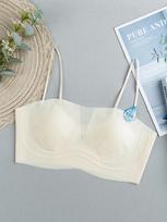 Ultra-thin tube top underwear women's big breasts show small anti-light word jelly beautiful back anti-sagging summer ice silk seamless chest wrapping M