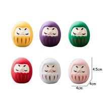 Pack of 6pcs Mini Japanese Daruma, Ceramic Fengshui Figurines, Lucky Charm, Zen Ornament, Home Tabletop Decoration šviesiai pilka spalva