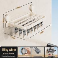 Foldable Suction Cup Sock and Underwear Drying Rack with Multiple Clips for Balcony Use