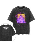 JoJos Bizarre Adventure Unisexs Washed Tshirt  summer New Jotaro Kujo Graphic Cotton Fashion Streetwear popular shirt M