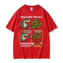 Bombardiro Crocodillo Vs Tralalero Tralala Funny Italian Brainrot Meme T-shirt Unisex Women Fashion Humor Style T Shirts Streetwear 4XL