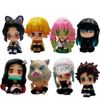 8 StyleSet Q Version Demon Slayer Sitting Ghost Doll Tanjiro Nidouzi Inosuke Zenizu Figure Action Figure Movie Model Toys