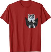 Novel Design Puppy Husky In Pocket Funny Dog Lovers Gifts T Shirt Short Sleeve Casual 100 Cotton ONeck Summer Unisexs Tshirt New S