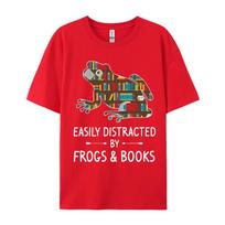 Easily Distracted By Frogs  Books Love Unisex T Shirt Vintage Tee Shirt Male Tshirt O Neck TShirt 100 Cotton Party Clothes S