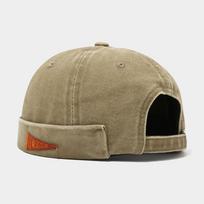 Vintage Breathable Brimless Docker Cap Cotton Solid Color Hip Hop Hat Adjustable Vintage Dome Hat Man Women Unisex chaki