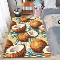 Tropical Style Carpet Green Palm Leaf Coconut Pattern Area Rug Home Decoration Mat Floor Covering for Living Room Bedroom 40x60cm