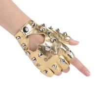 Half-palm Design Studded Leather Gloves Edgy Gothic Style Rivet Gloves Studded Details Half Finger Gloves Punk Rock auksas