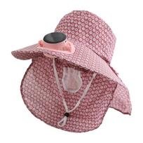 Solar USB Anti-UV Solar Fan Cap Breathable 300MA Current Sun Cap Floral Design Long Sun Shield Fisherman Hat Cycling