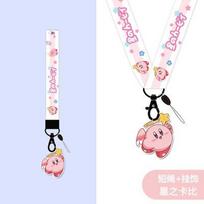 Cute Cartoon Star Kirby Lanyard Neck Student Card Holder Slide Cover Transparent Badge Lanyard Bus Card School Card Gift (as the picture,kirby [short rope])