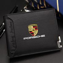 Car Driver's Licence Organiser Insurance Card Holder Car Emblem Soft Wallet For Porsche 911 Cayenne 918 Pajun 718 Panamera Macan juoda