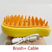 Cat Dog Steam Brush Electric Spray Water Spray Kitten Pet Comb Soft Silicone Depilation Cats Bath Hair Brush Grooming Supplies geltona