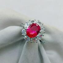 High-End Red Corundum Ruby Ring for Women - Popular Jewelry with Simulated Gems & Douyin Live Broadcast Appeal Adjustable