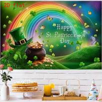 2D St. Patrick's Photo Booth Backdrop with Magical Rainbow and Green Landscape 47.2x31.5inch/120*80cm