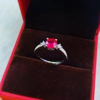 Elegant Women's Ruby Red Corundum & Blue Spinel Ring Adjustable Open Size