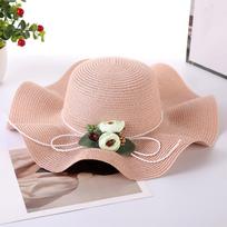 Wide Brim Floppy with Decorative Floral Sun Lightweight Woven Design for Outdoor Use One Size rožinė