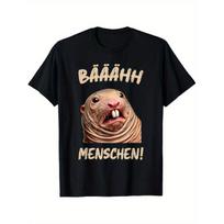 Funny German Saying T-Shirt Ich Hasse Menschen (I Hate People) with Capybara Graphic | Humorous Casual Round Neck Short Sleeve Tee for Adults, S juoda