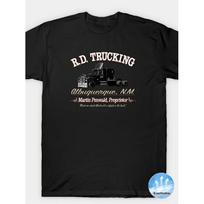 Men's Heavy Truck Driver T-Shirt with Semi-Trailer Truck & RD Transport Logo Print - 100% Cotton Short Sleeve Workwear for Truck Drivers, All-Season S juoda