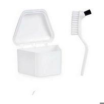Set pour dentiers - BERILO - Set 12 unités - Blanc - Polypropylène - Brosse incluse balta