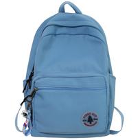 Girl Solid Color Fashion School Bag College Student Women Backpack Trendy Travel Lady Laptop Cute Backpack Green New Female Bag L30cmW13cmH44cm mėlyna