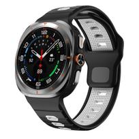Silicone Band for Samsung Galaxy Ultra 47mm Sport Soft Breathable Replacement Bracelet for Galaxy Watch 7 Ultra Strap Wristband Galaxy Ultra 47mm juoda balta spalva
