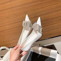 White high heels women's 2025 new French design sense niche bridal wedding shoes rhinestone pointed temperament stiletto 33