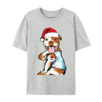 Cute Christmas Pitbull Dog Tshirts Vintage Top Tshirts Tops  Tees New Arrival Cotton Printed On Party Unisexs S