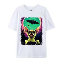100 Cotton Fabric Unisex Chihuahua Puppy Surprised Ufo Flying Saucer T Shirt Casual Tops Shirt 2024 Newest Tops Shirt S