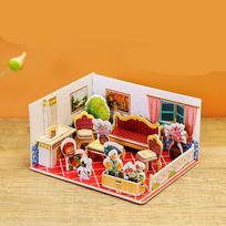 Building Kit Paper 3D Paper Puzzle Room DIY Bathroom Kitchen Educational Jigsaw