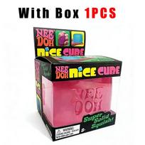 Nee Doh Nice Cube Super Squeeze Fidget Toy, Translucent Red Stress Relief Squishy Cube, BPA-Free Toy for Kids Adults rožinė