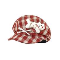 Cute Face Slimming Plaid Beret Hat Sun Protection Y2K Newsboy Hat Thin Design Artist Hat Women's Fashion raudona