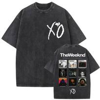The Weeknd XO Tour 2025 Vintage Washed T Shirt Men's Women Pop Music Short Sleeve T-Shirts Rap Hip Hop Gothic Clothing T-shirts S