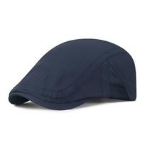 Retro Breathable Beret Men's Hat Speed Drying Adjustable Newsboy Cap Mesh Thin Sun Hats Flat Gorras tamsiai mėlyna spalva