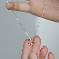 18K Gold-Plated S925 Sterling Silver Mobius Ring Necklace with Zirconia - Women's Minimalist Clavicle Chain. 18K Gold Color