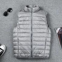 Coat Ultralight Sleeveless Puffer Vest Jacket Ultra Thin Warm Lightweight Down Jacket Waistcoat Winter Men Duck Down Vest Coats L pilka spalva