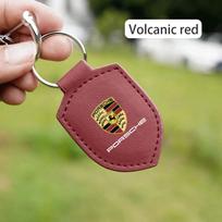 Car Key Ring Shield Modeling Keychain Buckle Accessories For Porsche Cayenne Panamera Macan 911 718 Taycan Boxster Cayman 918 raudona