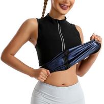 Women Sweat Inducing Sauna Vest Quick Dry Breathable Body Shaper Slimming Sportswear for Running Fitness S tamsiai mėlyna spalva