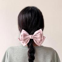 Updo hair clip, long hair hair clip, Angel Scrunchie silk 3-tier knot hair clip pink