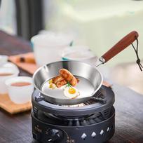 Stainless Steel Frying Pan Wooden Handle Cookware Professional Deep Frying Pan