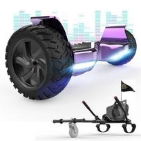 RCB 8.5 Inch Hoverboard Electric Scooter All-Terrain Gyropod Hummer Bluetooth LED + Adjustable Hoverkart Karting Purple&Black juoda