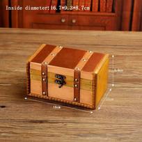 Vintage Suitcase Handmade Wooden Storage Box with Lock European Style Treasure Case Jewelry Chest Photography Props Gifts Cases